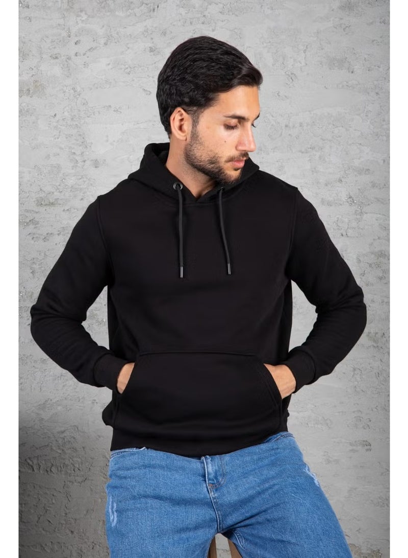 Four Man Men's Standard Fit Fleece Lined 3 Thread Hooded Kangaroo Pocket Cotton Sweatshirt - Image 2